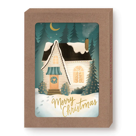 Cozy House Merry Christmas Card, Box of 10 Cards (Copy)