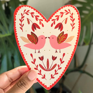 Nabeela Rumi Die Cut Heart With Two Birds Cards