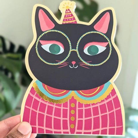 Nabeela Rumi Fancy Cat With Glasses Card