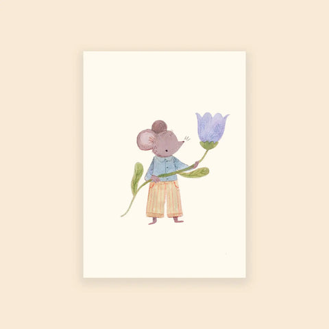 Mouse With Flower Postcard