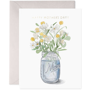 E Frances Mason jar Flowers Happy Mother's Day Card