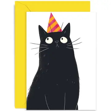 Black Cat Party Hat Card