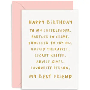 Happy Birthday to My Cheerleader, Partner In Crime...My Best Friend Card