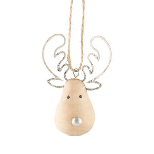 Wood Deer With Antlers Ornament