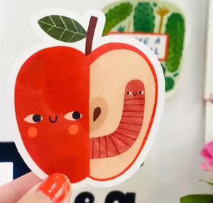 Apple & Worm Sticker