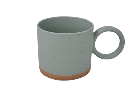 Mug With Round Handle, Green Speckled