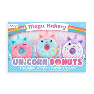 Unicorn Donut, Set Of 3 Vanilla Scented Puzzle Erasers