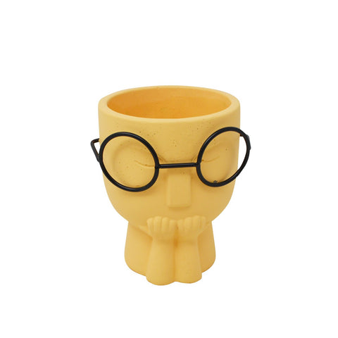 Planter With Glasses, yellow