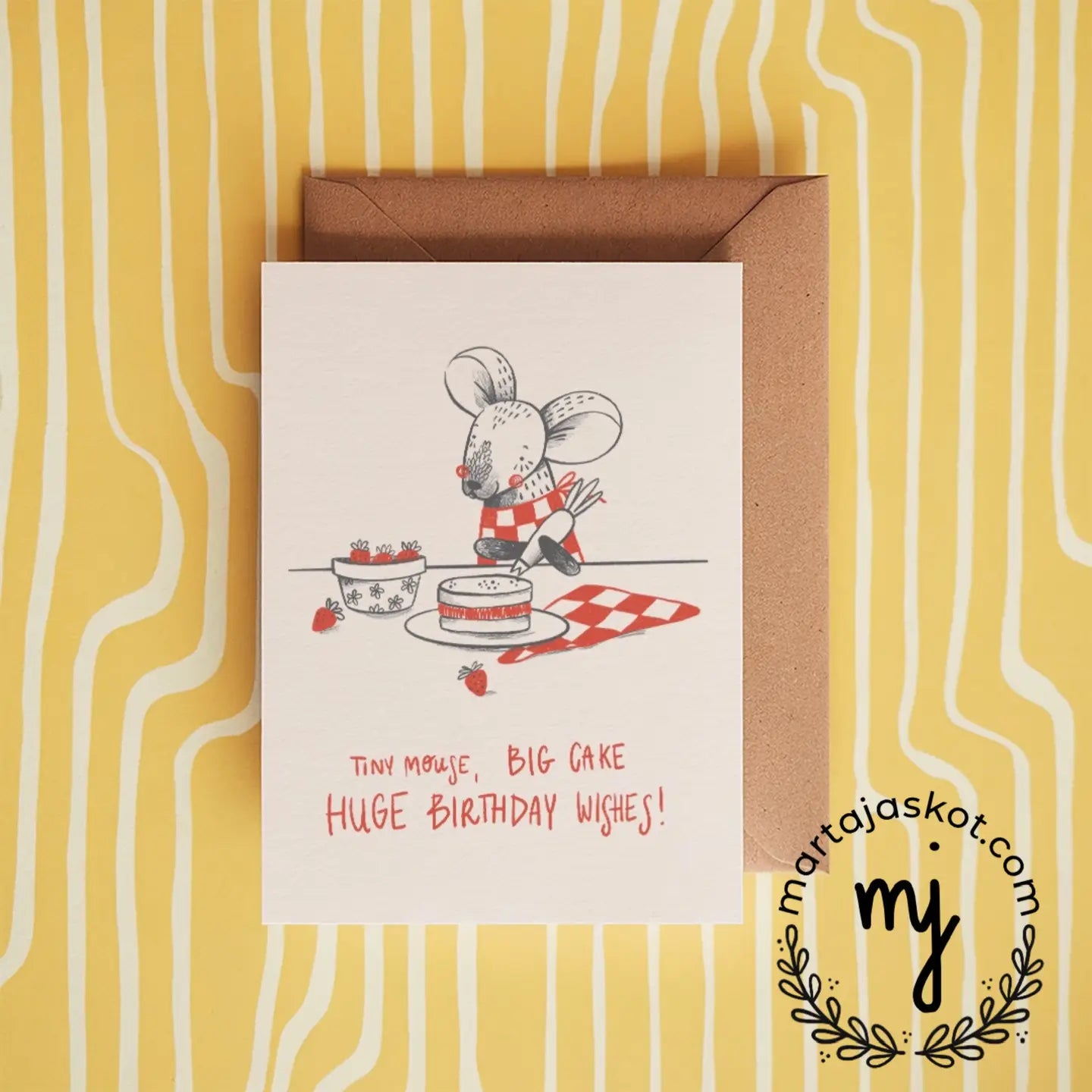 Tiny Mouse, Big Cake, Huge Birthday Wishes! Card
