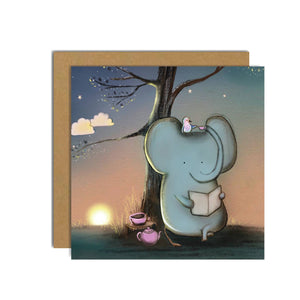 Toots Design Elephant & Bird Tea & A Book Card