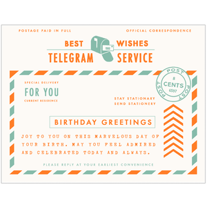 Best Wishes Telegram Service Birthday Greetings Card