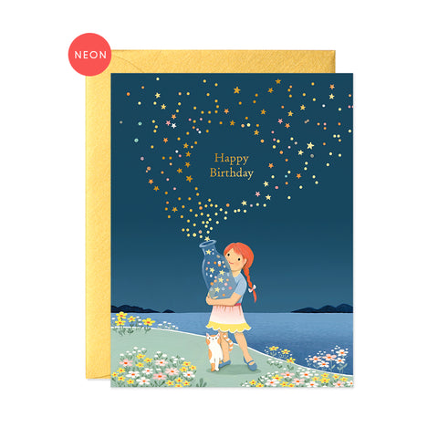 Bottle Of Stars Happy Birthday Card