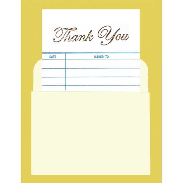 Retro Library Card Thank You Card