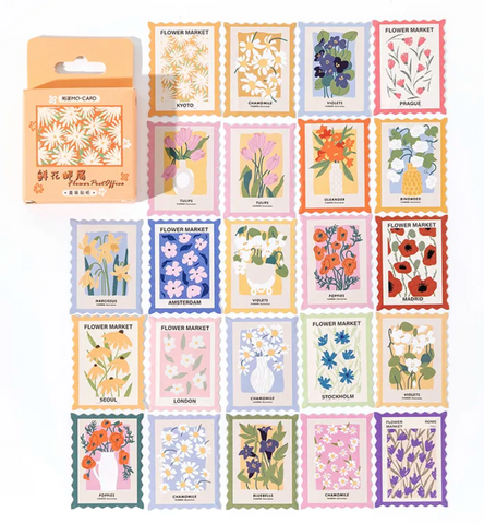 Flower Post Office Stamp Stickers, Boxed