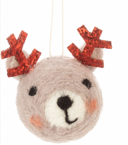 Reindeer Felt Ball Ornament