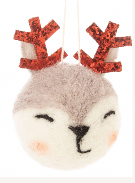 Reindeer Felt Ball Ornament