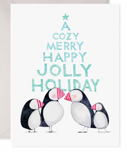 A Cozy, Merry, Happy, Jolly, Holiday Puffin Card