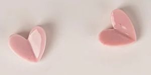 Pink Heart Ceramic Stud Earrings