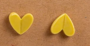 Yellow Heart Ceramic Stud Earrings