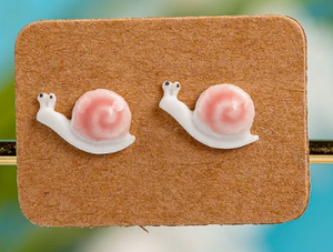 Pink Snail Ceramic Stud Earrings