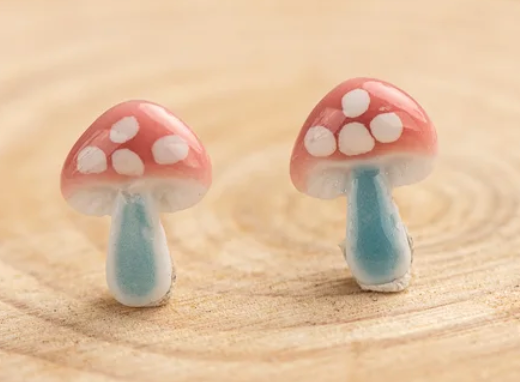 Mushroom Ceramic Stud Earrings