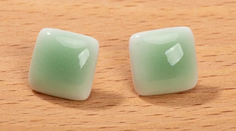 Square Ceramic Stud Earrings, mint