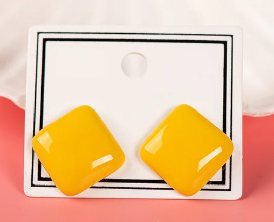 Square Ceramic Stud Earrings, yellow