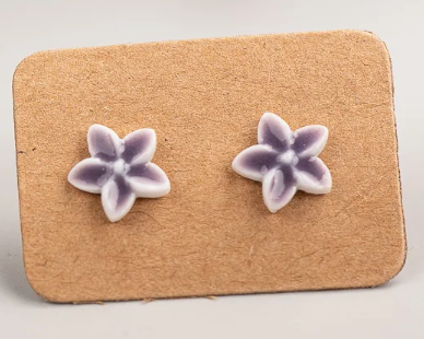 Flower Ceramic Stud Earrings, purple