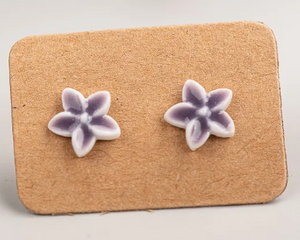 Flower Ceramic Stud Earrings, purple
