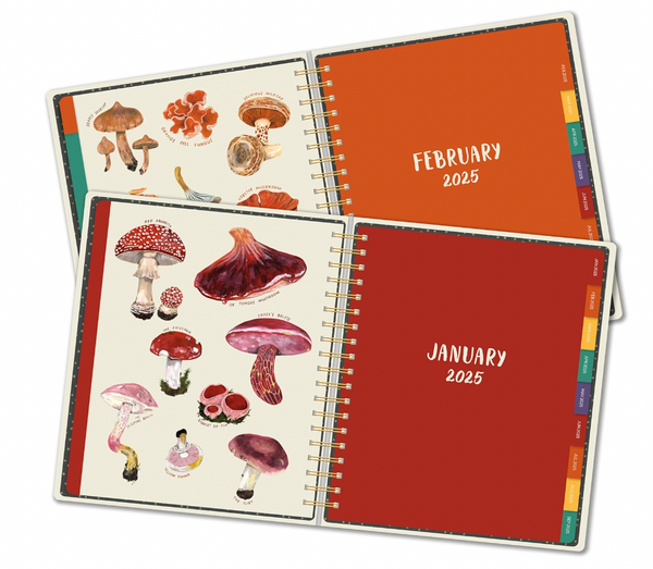 High Note Mushrooms Deluxe Hardcover 2025 Planner, 17 Month Agenda