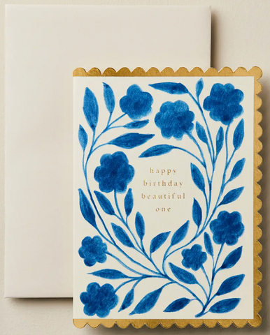 Wanderlust Paper Co. Delft Flora Happy Birthday Beautiful One Card