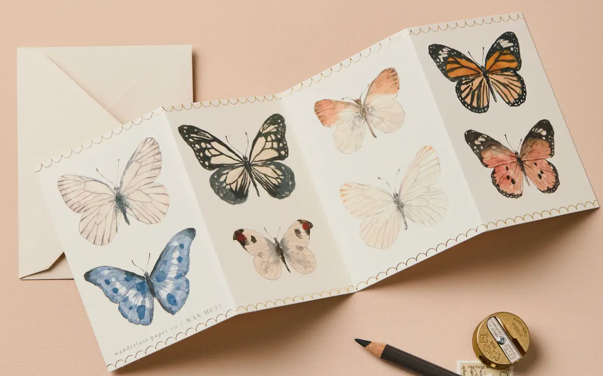 Wanderlust Paper Co. Butterfly Concertina Mini Card