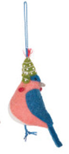 Felt Birds With Hats Ornaments