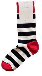 Navy, White & Red Striped Happy Socks