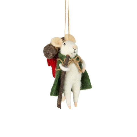 Felt Hiking Mouse Ornament