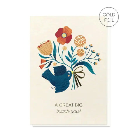 Bird With Bouquet A Great Big Thank You Card