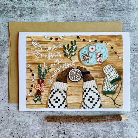 Canyon & Cove Warm Sweaters, Cozy Nights, & Extra Marshmallows Card