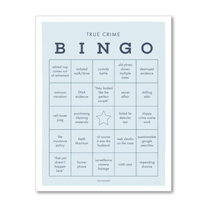 True Crime Bingo, Pad Of 50 Sheets