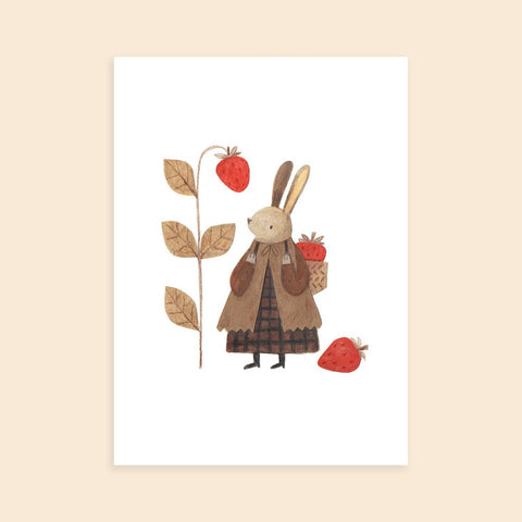 Strawberry Rabbit Postcard
