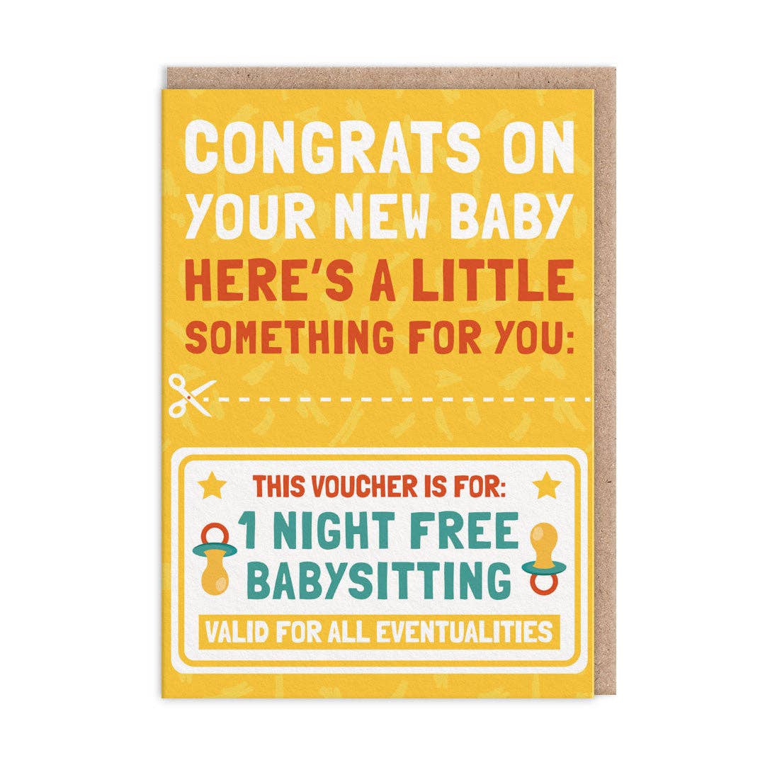 Congrats On Your New Baby babysitting Voucher  Card
