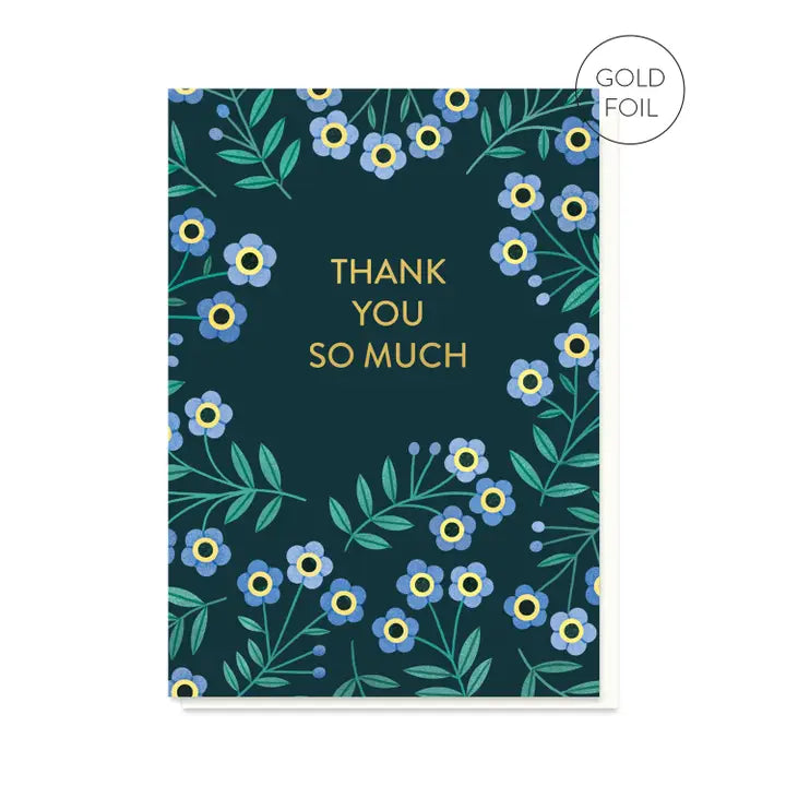 Navy Flowers Thank You So Much Card