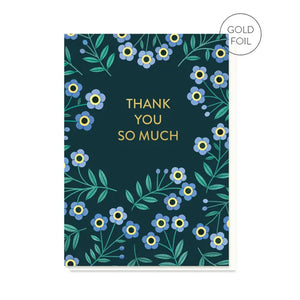 Navy Flowers Thank You So Much Card