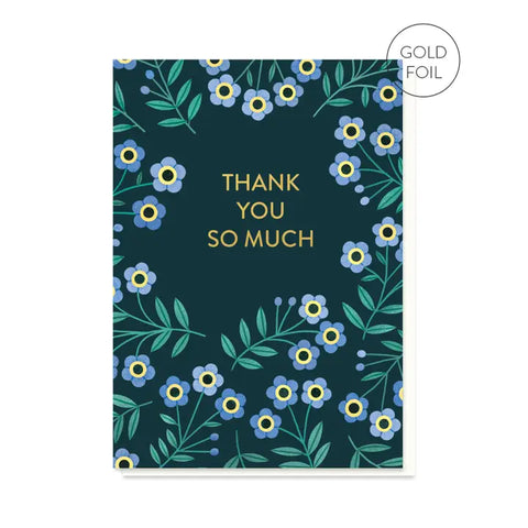 Navy Flowers Thank You So Much Card
