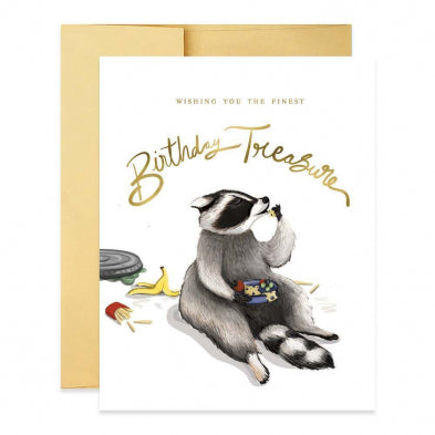 Raccoon Wishing You The Finest Birthday Treasure Card