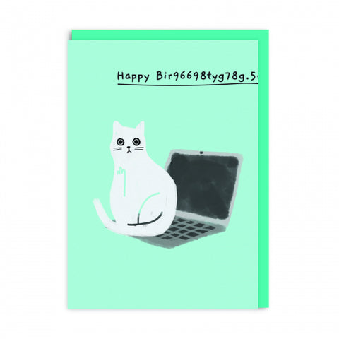 Happy Birthday Grumpy Cat On Computer Card