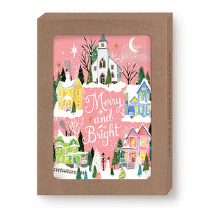 Merry & Bright Village Card, Box of 10 Cards