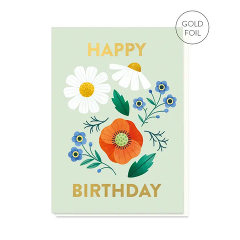 Wild Flowers Happy Birthday Card