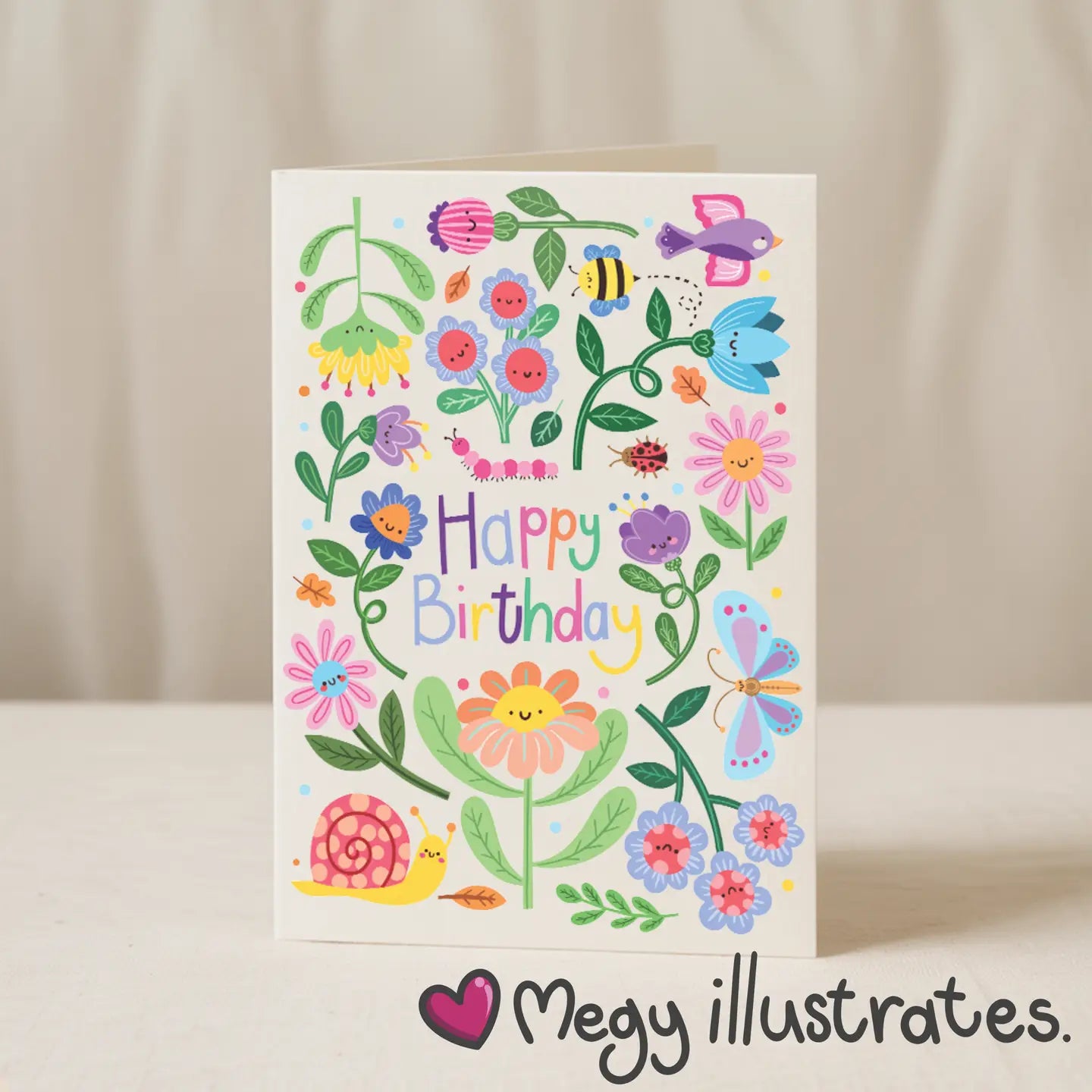 Smiley Garden Happy Birthday Card