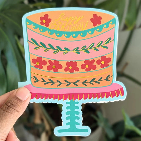 Nabeela Rumi Die Cut Birthday Cake Card