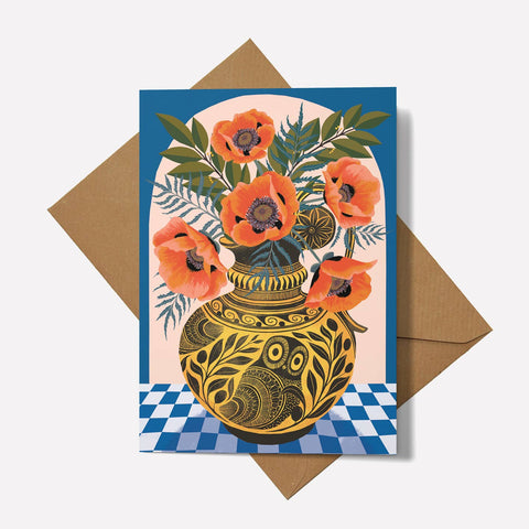 Printer Johnson Poppies & Owl Pot Card